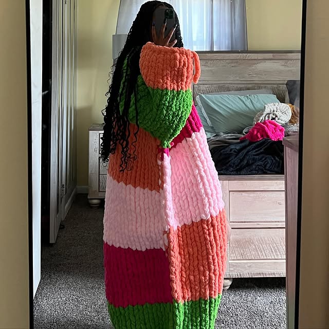 Rainbow Sweater Loose Long Cardigan