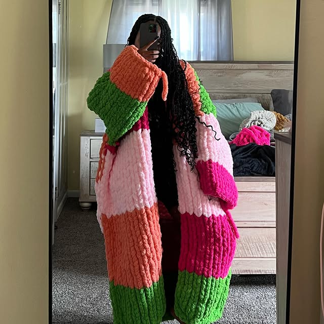 Rainbow Sweater Loose Long Cardigan