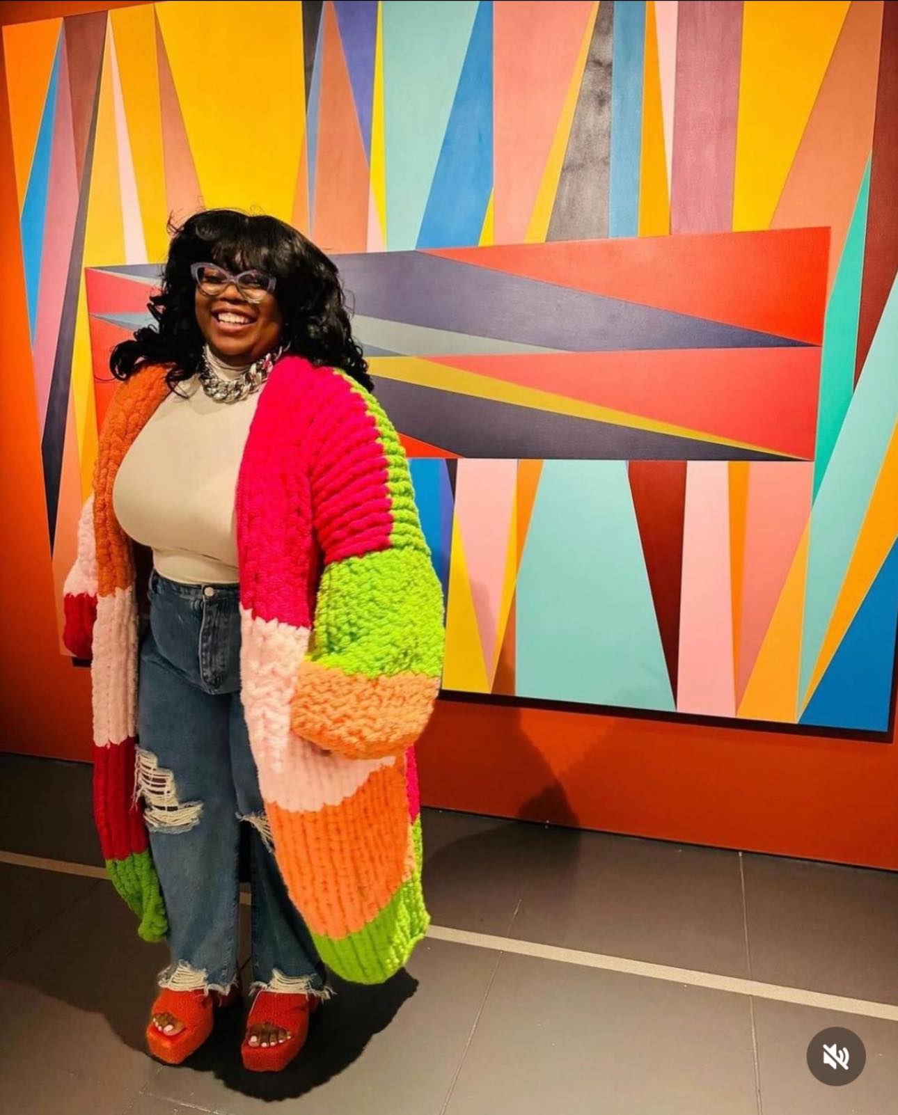 Rainbow Sweater Loose Long Cardigan