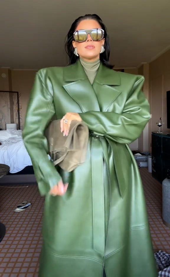 2025 Vegan Leather Trench Coat
