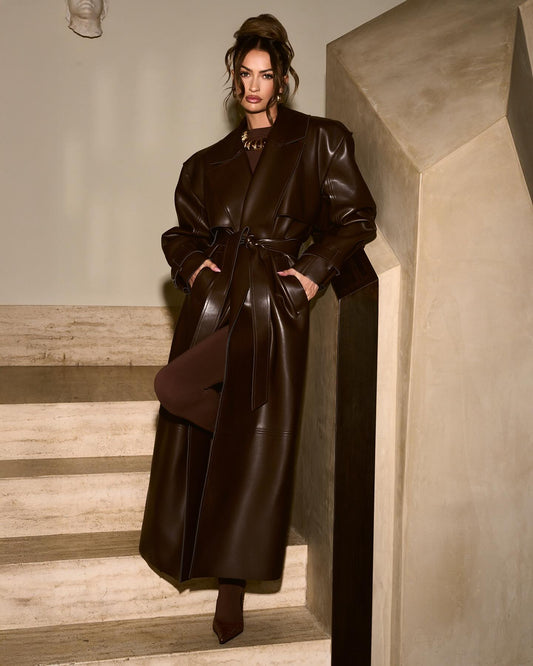 2025 Vegan Leather Trench Coat