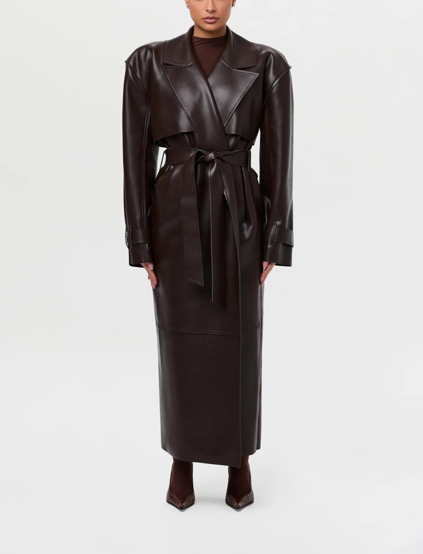 2025 Vegan Leather Trench Coat
