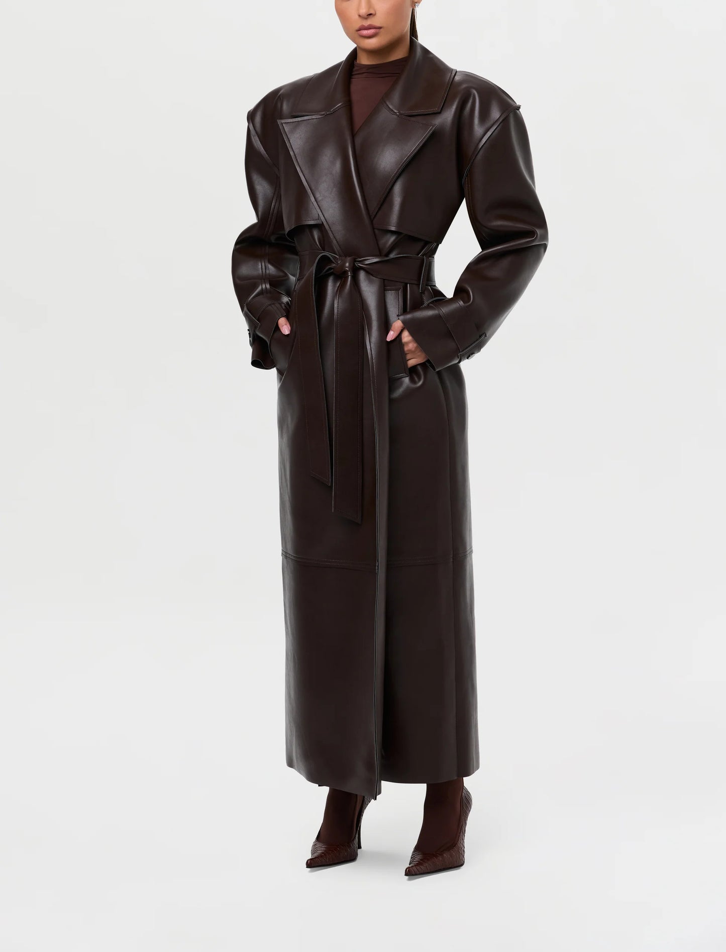 2025 Vegan Leather Trench Coat