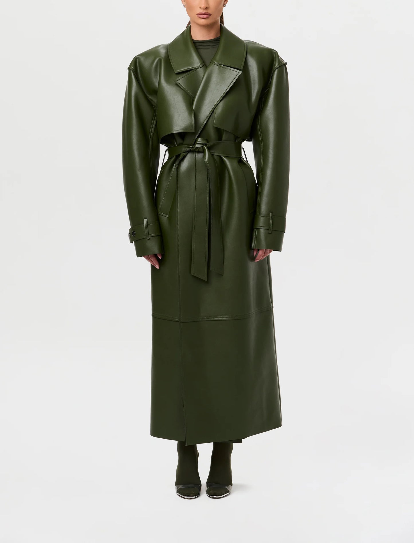 2025 Vegan Leather Trench Coat