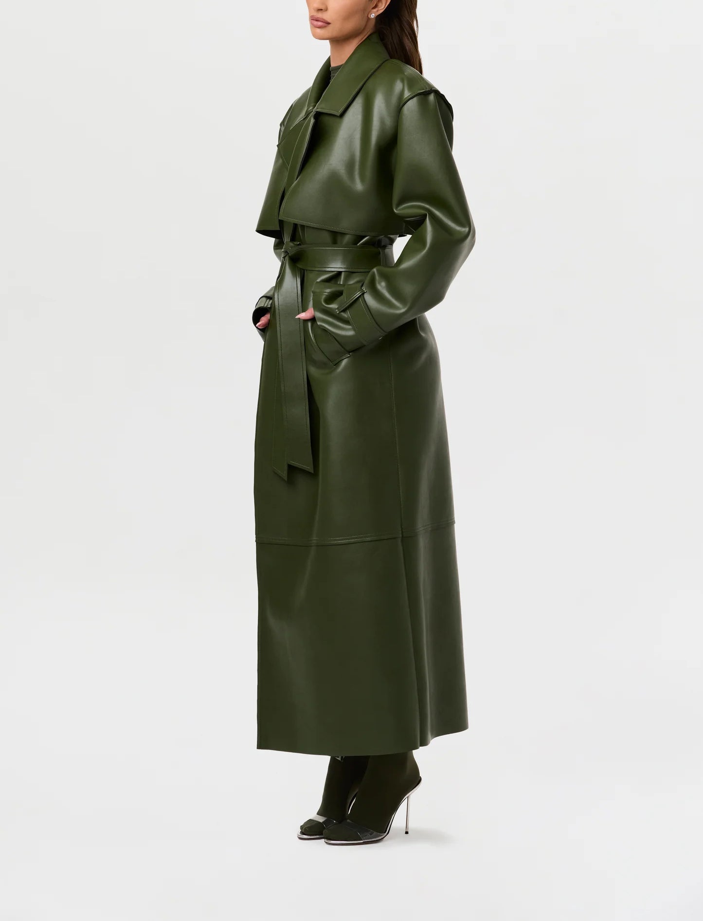 2025 Vegan Leather Trench Coat