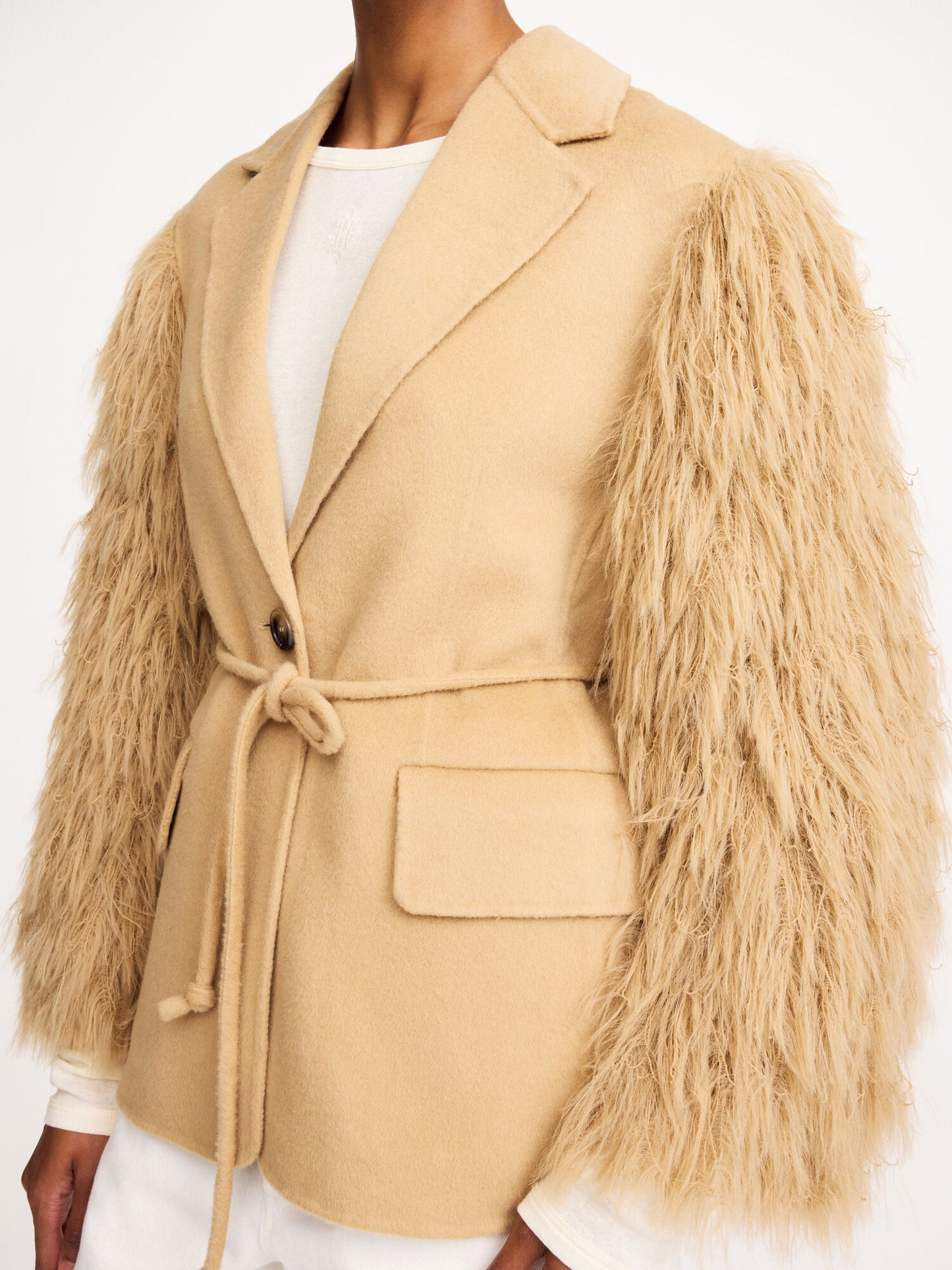 Brown double-arm plush jacket