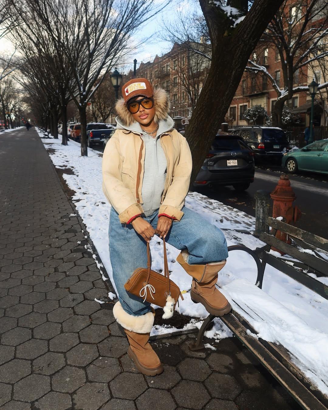 Brown Tall Chunky Shearling Boots