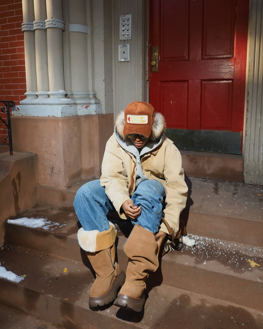 Brown Tall Chunky Shearling Boots