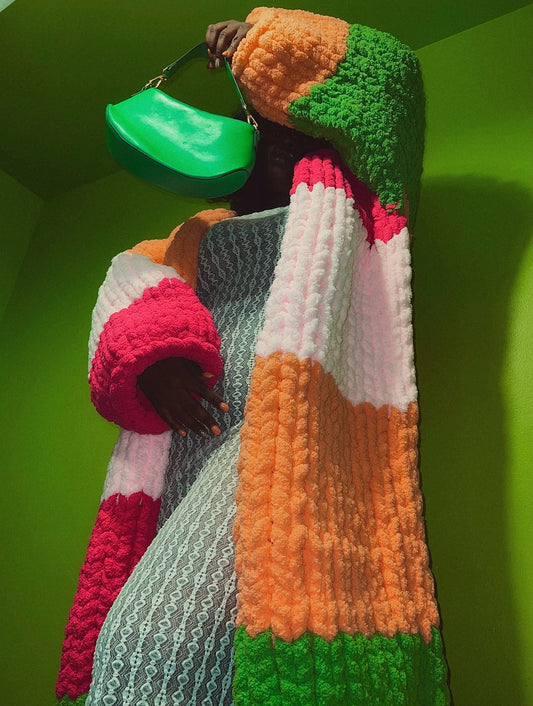Rainbow Sweater Loose Long Cardigan