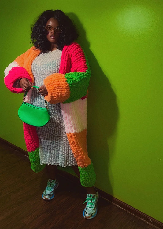 Rainbow Sweater Loose Long Cardigan