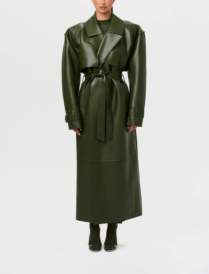 2025 Vegan Leather Trench Coat