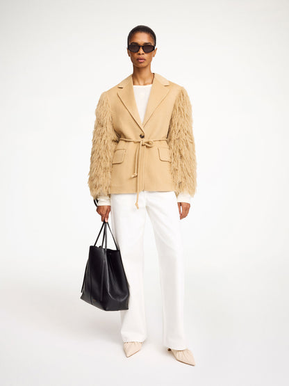 Brown double-arm plush jacket