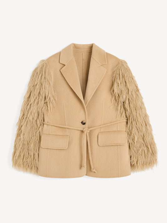 Brown double-arm plush jacket