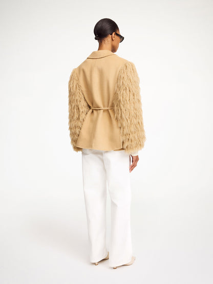 Brown double-arm plush jacket