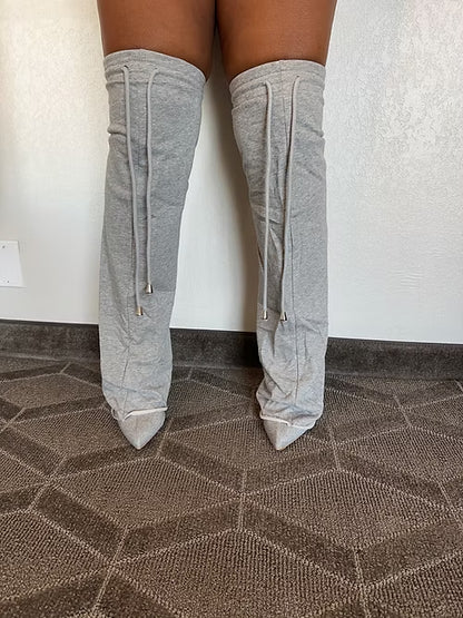 Grey sweatpants boots