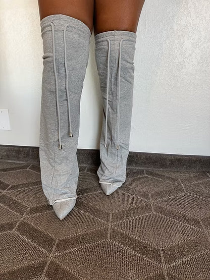 Grey sweatpants boots