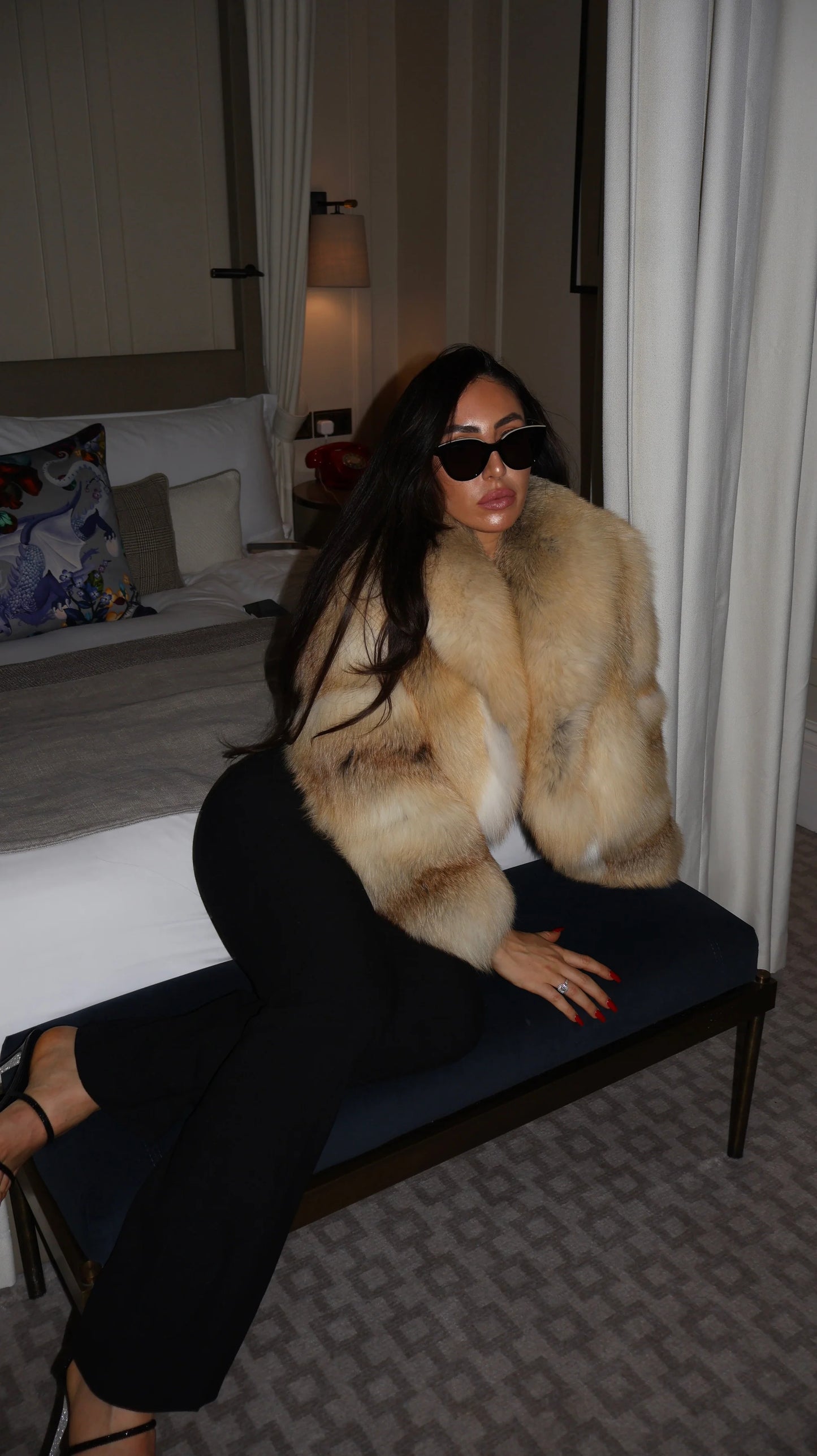 Winter fur straight collar coat