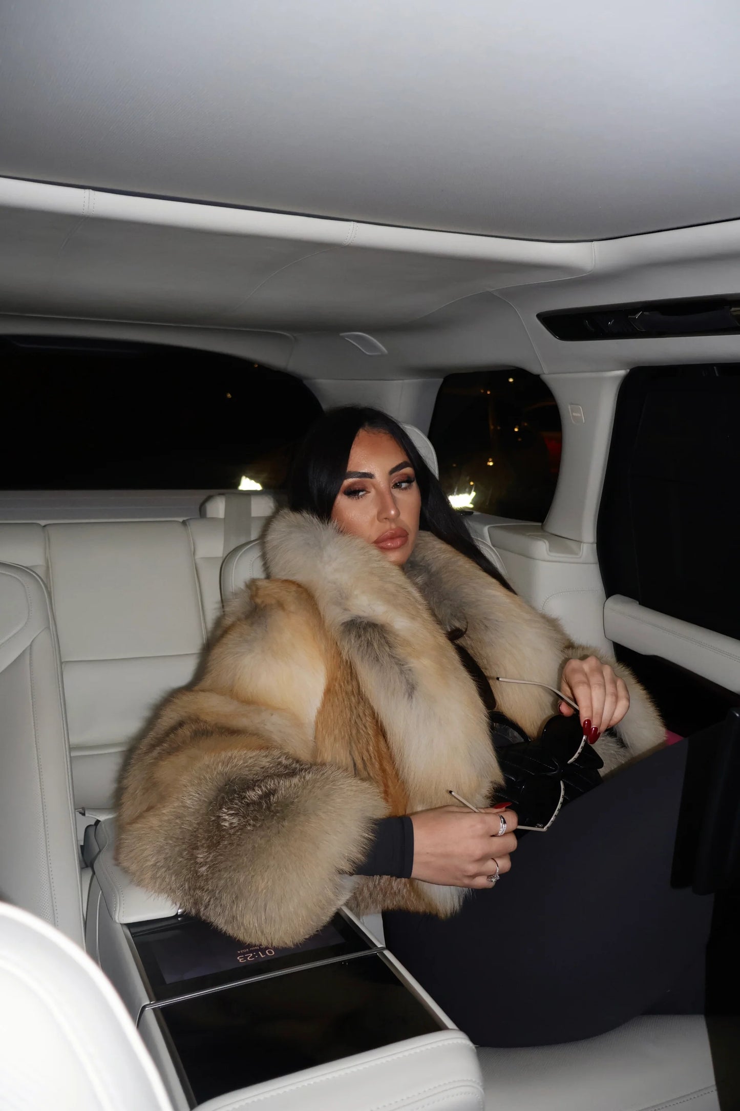 Winter fur straight collar coat