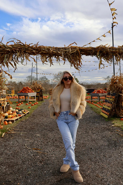 Winter fur straight collar coat