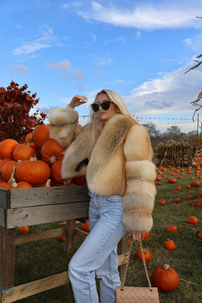 Winter fur straight collar coat