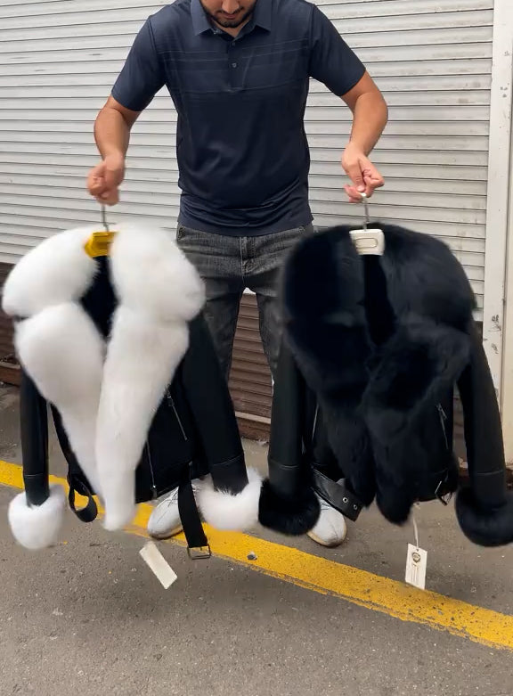 Winter goose down leather jacket